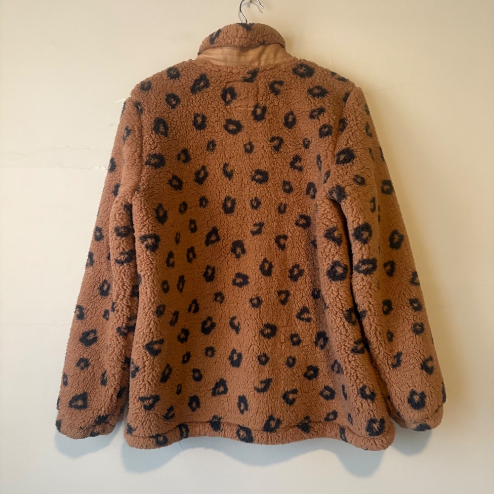 NWT Abercrombie & Fitch Leopard Print Sherpa Fleece‎ Zip Jacket Brown XL NEW - Picture 10 of 10